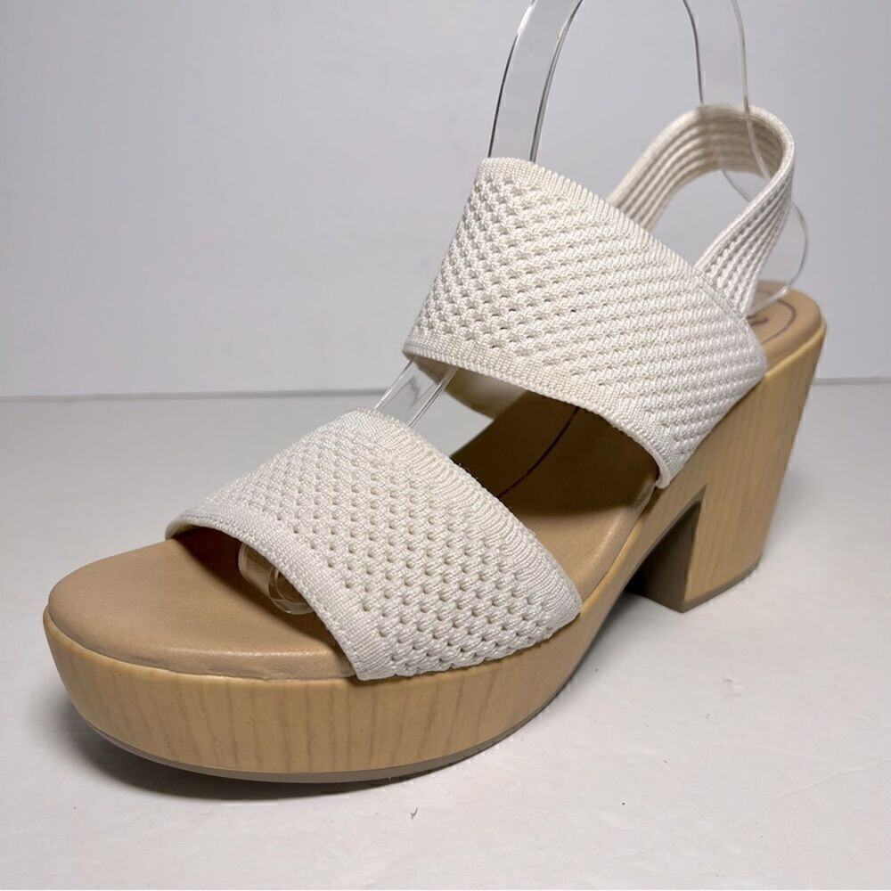 Dr Scholls Becca Wooden Platform Slingback Sandals Tofu White Boho Women 10M